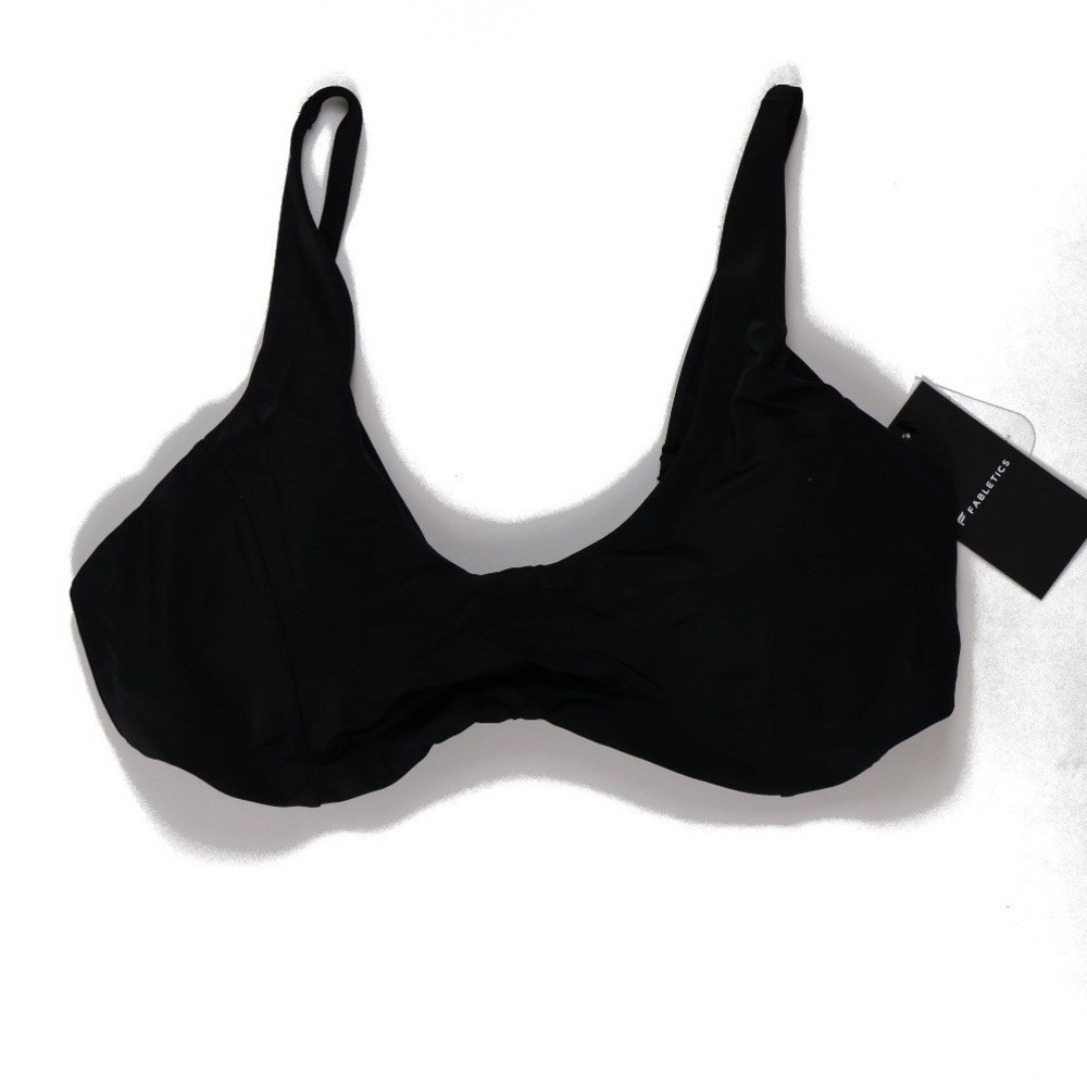 Fabletics Bikini Top Swim V-Neck Black Solid XL NWT